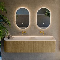 KURVE-DLUX 165cm mueble de baño curva Izquierda color Dusk con 2 cajones y 1 puerta. Lavabo STOR SMALL Doble / Derecho sin orificio Meli.-2