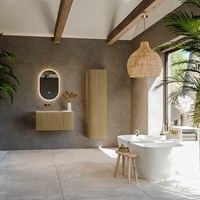 KURVE-DLUX 85cm mueble de baño curva Derecha color Dusk con 1 cajón y 1 puerta. Lavabo CLOUD Izquierda sin orificio Meli.-3