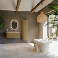 KURVE-DLUX 105cm mueble de baño curva Izquierda color Dusk con 1 cajón y 1 puerta. Lavabo BIG SMALL Derecho sin orificio Meli.-3