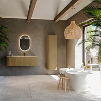 KURVE-DLUX 135cm mobili da bagno curva Sinistra colore Dusk con 1 cassetto e 1 porta. Lavabo BIG MEDIUM Destra 1 foro per rubinetto, colore Meli.-3