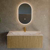 KURVE-DLUX 110cm meubles de salle de bains couleur Dusk avec 1 tiroir et 0 portes. Lavabo BIG MEDIUM Centrée 1 trou pour robinetter, couleur Nata.-2