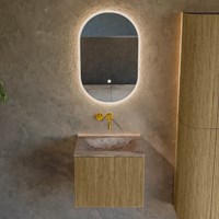 KURVE-DLUX 50cm mobili da bagno colore Dusk con 1 cassetto e 0 porte. Lavabo GRUNNE Centro senza foro per il rubinetto, colore Oza.-2