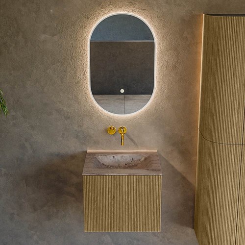 KURVE-DLUX 50cm mobili da bagno colore Dusk con 1 cassetto e 0 porte. Lavabo GRUNNE Centro senza foro per il rubinetto, colore Oza.-2