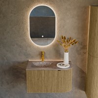KURVE-DLUX 75cm badmöbel kurve Rechts farbe Dusk mit 1 schublade und 1 tür. Einbauwaschbecken GRUNNE Links 1 hahnloch Oza.-2