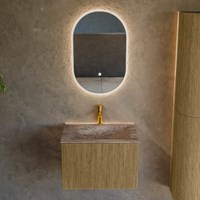 KURVE-DLUX 60cm bathroom vanity set color Dusk with 1 drawer and 0 doors. Vanity top CLOUD Center 1 tab hole, color Oza.-2