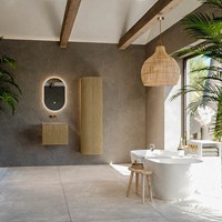 KURVE-DLUX 50cm mobili da bagno colore Dusk con 1 cassetto e 0 porte. Lavabo GRUNNE Centro senza foro per il rubinetto, colore Oza.-3
