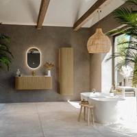 KURVE-DLUX 120cm mueble de baño curva Izquierda + Derecha color Dusk con 1 cajón y 2 puertas. Lavabo BIG SMALL Centro 1 orificio Oza.-3