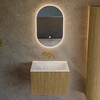 KURVE 60cm meubles de salle de bains couleur Dusk avec 1 tiroir et 0 portes. Lavabo CLOUD Centrée sans trou pour robinet, couleur Talc.-2