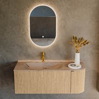 KURVE-DLUX 115cm badmöbel kurve Rechts farbe Oak mit 1 schublade und 1 tür. Einbauwaschbecken BIG SMALL Links 1 hahnloch Arena.-2