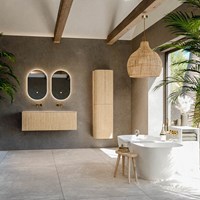 KURVE-DLUX 120cm badmeubel kleur Oak met 1 lade en 0 deuren. Wastafel BIG LARGE Midden zonder kraangat Meli.-3