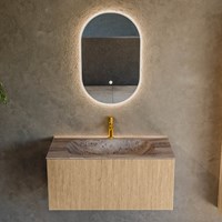 KURVE-DLUX 90cm badmeubel kleur Oak met 1 lade en 0 deuren. Wastafel BIG SMALL Midden 1 kraangat Oza.-2