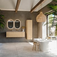 KURVE-DLUX 145cm badmöbel kurve Rechts farbe Oak mit 1 schublade und 1 tür. Einbauwaschbecken BIG LARGE Links kein hahnloch Oza.-3