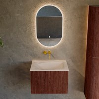 KURVE-DLUX 60cm bathroom vanity set color Ruby with 1 drawer and 0 doors. Vanity top CLOUD Center without tab hole, color Meli.-2