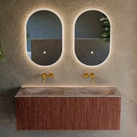 KURVE-DLUX 120cm badmöbel farbe Ruby mit 1 schublade und keine tür. Einbauwaschbecken LEAF Doppelt kein hahnloch Oza.-2