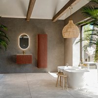 KURVE-DLUX 70cm meubles de salle de bains couleur Ruby avec 1 tiroir et 0 portes. Lavabo BIG SMALL Centrée 1 trou pour robinetter, couleur Oza.-3