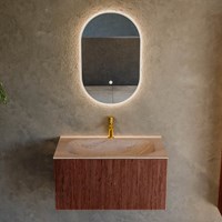 KURVE-DLUX 80cm meubles de salle de bains couleur Ruby avec 1 tiroir et 0 portes. Lavabo BIG SMALL Centrée 1 trou pour robinetter, couleur Saba.-2