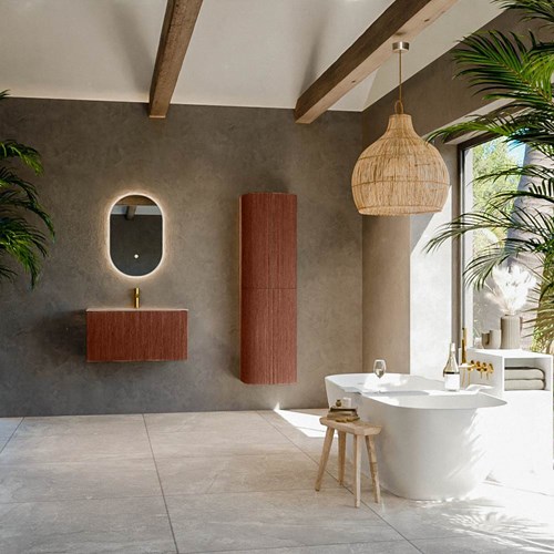 KURVE-DLUX 80cm meubles de salle de bains couleur Ruby avec 1 tiroir et 0 portes. Lavabo BIG SMALL Centrée 1 trou pour robinetter, couleur Saba.-3