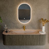 KURVE-DLUX 150cm badmeubel ronding Links + Rechts kleur Shadow met 1 lade en 2 deuren. Wastafel BIG MEDIUM Midden 1 kraangat Arena.-2