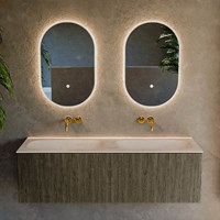 KURVE-DLUX 140cm badmöbel farbe Shadow mit 2 schubladen und keine tür. Einbauwaschbecken STOR SMALL Doppelt kein hahnloch Meli.-2