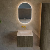 KURVE-DLUX 50cm mobili da bagno colore Shadow con 1 cassetto e 0 porte. Lavabo GRUNNE Centro senza foro per il rubinetto, colore Nata.-2