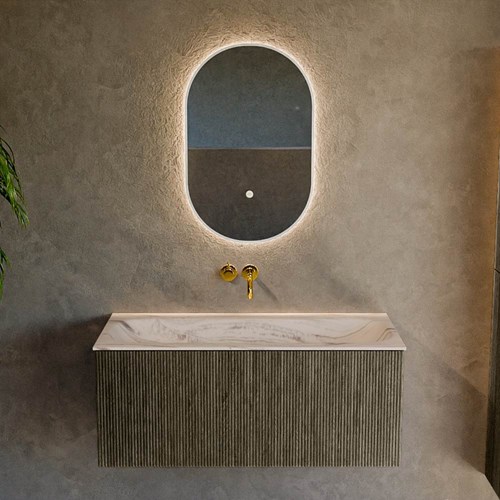 KURVE-DLUX 100cm badmeubel kleur Shadow met 1 lade en 0 deuren. Wastafel BIG MEDIUM Midden zonder kraangat Nata.-2