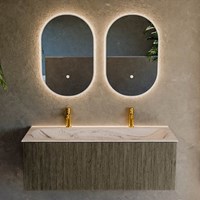 KURVE-DLUX 120cm meubles de salle de bains couleur Shadow avec 1 tiroir et 0 portes. Lavabo BIG LARGE Centrée 2 trous robinetterie, couleur Nata.-2