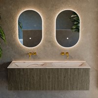 KURVE-DLUX 140cm badmeubel kleur Shadow met 2 lades en 0 deuren. Wastafel STOR SMALL Dubbel zonder kraangat Nata.-2