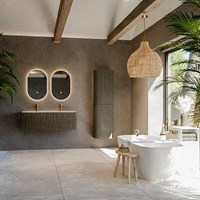 KURVE-DLUX 120cm meubles de salle de bains couleur Shadow avec 1 tiroir et 0 portes. Lavabo BIG LARGE Centrée 2 trous robinetterie, couleur Nata.-3