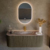 KURVE-DLUX 120cm badmöbel kurve Links + Rechts farbe Shadow mit 1 schublade und 2 türen. Einbauwaschbecken BIG SMALL Mittig 1 hahnloch Oza.-2