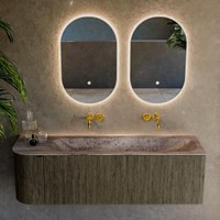 KURVE-DLUX 145cm mobili da bagno curva Sinistra colore Shadow con 1 cassetto e 1 porta. Lavabo BIG LARGE Destra senza foro per il rubinetto, colore Oza.-2