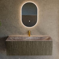 KURVE-DLUX 120cm mobili da bagno colore Shadow con 1 cassetto e 0 porte. Lavabo BIG LARGE Centro 1 foro per rubinetto, colore Oza.-2