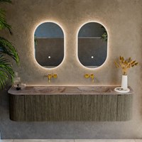 KURVE-DLUX 180cm badmöbel kurve Links + Rechts farbe Shadow mit 2 schubladen und 2 türen. Einbauwaschbecken LEAF Doppelt kein hahnloch Oza.-2