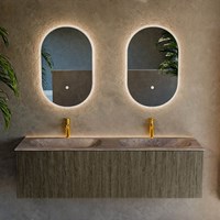 KURVE-DLUX 150cm mueble de baño color Shadow con 2 cajones y sin puerta. Lavabo STOR SMALL Doble 2 orificios Oza.-2