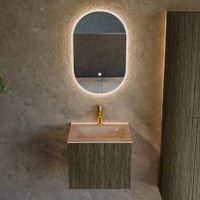 KURVE-DLUX 50cm meubles de salle de bains couleur Shadow avec 1 tiroir et 0 portes. Lavabo GRUNNE Centrée 1 trou pour robinetter, couleur Saba.-2