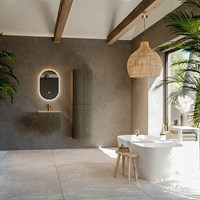 KURVE-DLUX 50cm meubles de salle de bains couleur Shadow avec 1 tiroir et 0 portes. Lavabo GRUNNE Centrée 1 trou pour robinetter, couleur Saba.-3