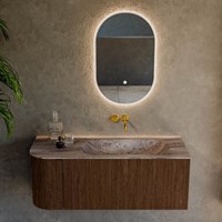 KURVE-DLUX 115cm mueble de baño curva Izquierda color Walnut con 1 cajón y 1 puerta. Lavabo BIG SMALL Derecho sin orificio Oza.-2