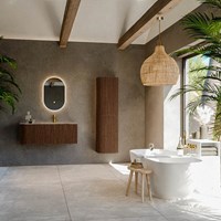 KURVE-DLUX 115cm mobili da bagno curva Sinistra colore Walnut con 1 cassetto e 1 porta. Lavabo BIG SMALL Destra 1 foro per rubinetto, colore Oza.-3