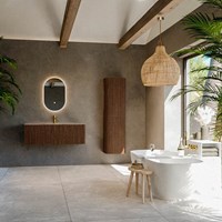 KURVE-DLUX 120cm meubles de salle de bains couleur Walnut avec 1 tiroir et 0 portes. Lavabo BIG LARGE Centrée 1 trou pour robinetter, couleur Oza.-3
