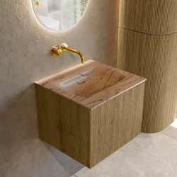 KURVE-DLUX 50cm mobili da bagno colore Dusk con 1 cassetto e 0 porte. Lavabo GRUNNE Centro senza foro per il rubinetto, colore Arena.