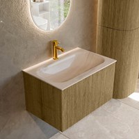 KURVE-DLUX 70cm bathroom vanity set color Dusk with 1 drawer and 0 doors. Vanity top BIG SMALL Center 1 tab hole, color Meli.