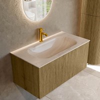 KURVE-DLUX 90cm badmeubel kleur Dusk met 1 lade en 0 deuren. Wastafel BIG SMALL Midden 1 kraangat Meli.