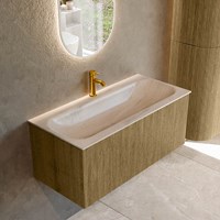 KURVE-DLUX 100cm meubles de salle de bains couleur Dusk avec 1 tiroir et 0 portes. Lavabo BIG MEDIUM Centrée 1 trou pour robinetter, couleur Meli.