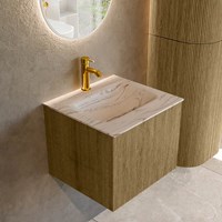 KURVE-DLUX 50cm meubles de salle de bains couleur Dusk avec 1 tiroir et 0 portes. Lavabo GRUNNE Centrée 1 trou pour robinetter, couleur Nata.