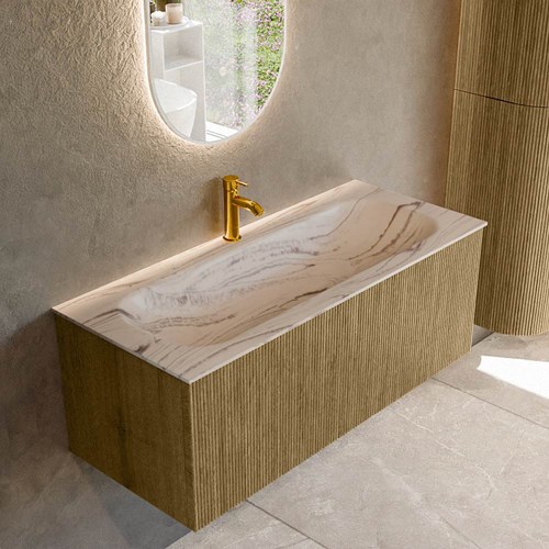 KURVE-DLUX 110cm meubles de salle de bains couleur Dusk avec 1 tiroir et 0 portes. Lavabo BIG MEDIUM Centrée 1 trou pour robinetter, couleur Nata.