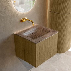 KURVE-DLUX 50cm mobili da bagno colore Dusk con 1 cassetto e 0 porte. Lavabo GRUNNE Centro senza foro per il rubinetto, colore Oza.