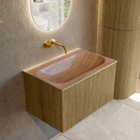 KURVE-DLUX 70cm badmeubel kleur Dusk met 1 lade en 0 deuren. Wastafel BIG SMALL Midden zonder kraangat Saba.