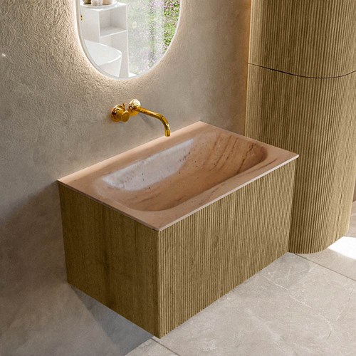 KURVE-DLUX 70cm badmeubel kleur Dusk met 1 lade en 0 deuren. Wastafel BIG SMALL Midden zonder kraangat Saba.