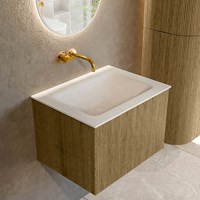 KURVE 60cm meubles de salle de bains couleur Dusk avec 1 tiroir et 0 portes. Lavabo CLOUD Centrée sans trou pour robinet, couleur Talc.