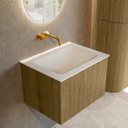 KURVE 60cm mobili da bagno colore Dusk con 1 cassetto e 0 porte. Lavabo CLOUD Centro senza foro per il rubinetto, colore Talc.
