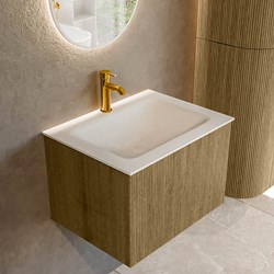 KURVE 60cm mobili da bagno colore Dusk con 1 cassetto e 0 porte. Lavabo CLOUD Centro 1 foro per rubinetto, colore Talc.